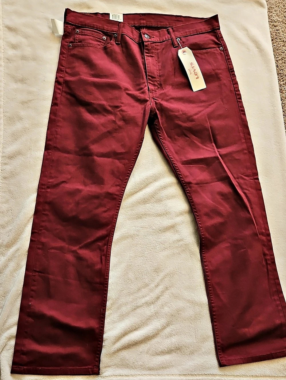 Levi's 513 Straight Leg Jeans Burgundy Waist 38 x 30 NWT